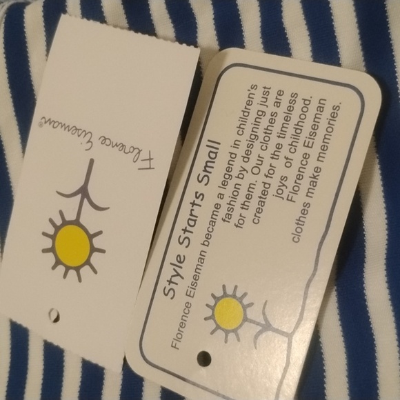 Florence Wiseman Blue White Striped Flowers NWT Sz 3T - Picture 2 of 4